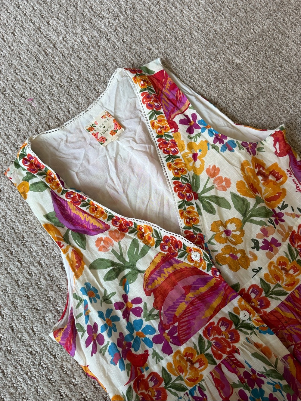 SÉZANE / FARM RIO spring bananas off white alamadee maxi dress - large - Picture 6 of 15